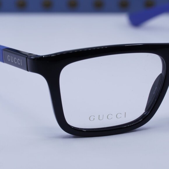 Gucci GG1737O 003 Rectangle Eyeglasses - Black/Blue 54mm - Picture 2 of 11